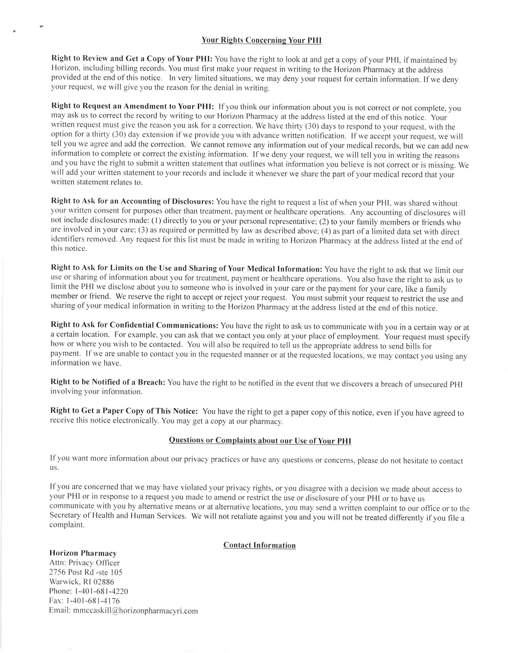 Horizon Web & Medical Privacy Policies 5